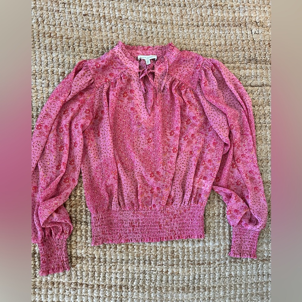 Maison D’Amelie pink blouse size S NWOT